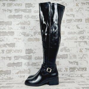 NEW DV by Dolce Vita Elyse Buckle Block Heel Black Boot Over-The-Knee M216